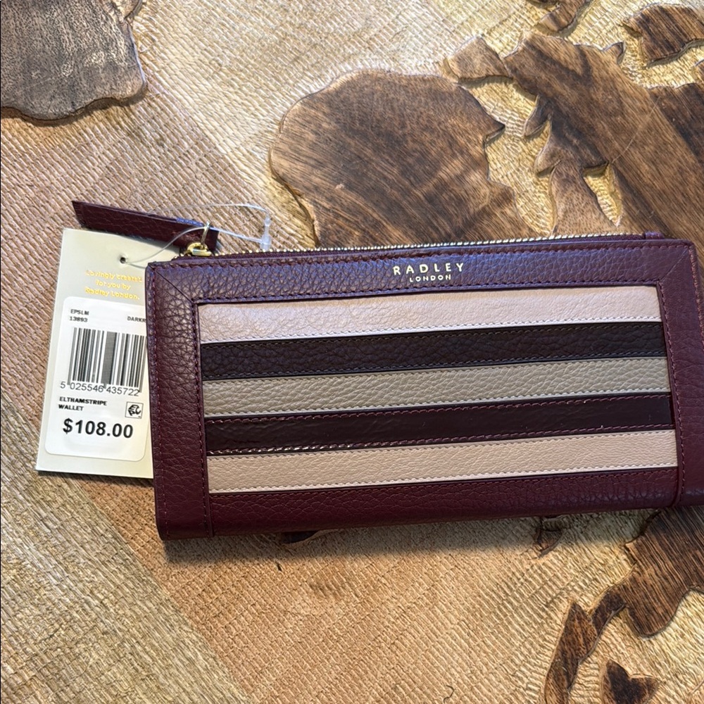 Radley London Burgundy and Cream Striped Wallet
